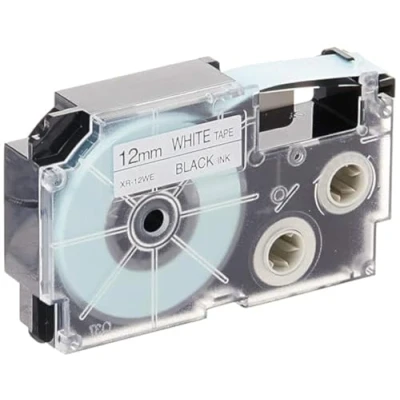 Immagine di Casio XR 12WE1 Cassetta nastro Colore Nastro: Bianco carattere: Nero 12 mm 8 m