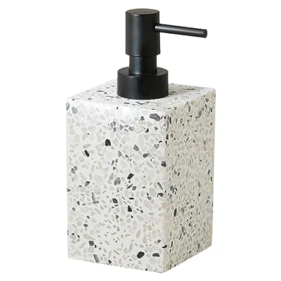 Immagine di GEDY Dosasapone Zoe, Dispenser Sapone in Resina e Pietra, Colore Bianco con Pompetta ABS Nero Matt, 16,2x7x8,2cm, Capacità 250ml