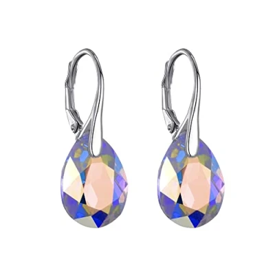 Immagine di Orecchini pendenti Aurora Borealis in argento sterling creati con cristalli Zircondia®