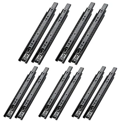 Immagine di AOLISHENG 5 paia guide per cassetti estensione totale 450mm cuscinetti a sfera cassetto, capacità di carico 45kg nero