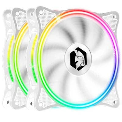 Immagine di EMPIRE GAMING Ventola di Case per PC Gamer da 2x120 MM Flusso d&#039;aria elevato RGB Indirizzabile LED PWM 3 Pin 5 Volt Dual Loop Silenzioso Raffreddamento 12 cm Bianco