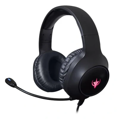 Immagine di SPYCO Impulse HE 121 Cuffie Gaming Driver Audio 50 mm Microfono Omnidirezionale Compatibile con PC, Mac, Xbox One, PS4, Nintendo Switch Logo RGB Jack 3.5 mm, Nero, Plastica
