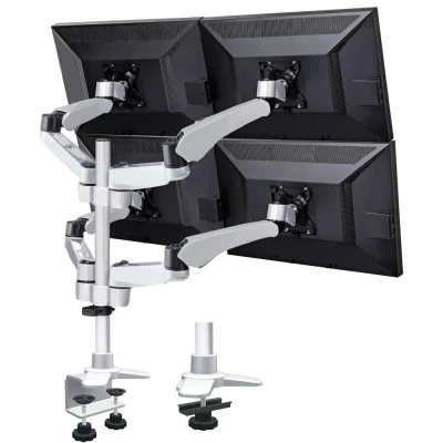 Immagine di SpeaKa Professional SP 3957076 Flex 4 vie Supporto da tavolo per monitor 25,4 cm (10) 68,6 (27) Nero, Argento Regolabile in altezza, Inclinabile,