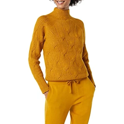 Immagine di Amazon Essentials Maglione a Coste con Scollo Imbuto Morbido al Tatto Donna, Tabacco, XS