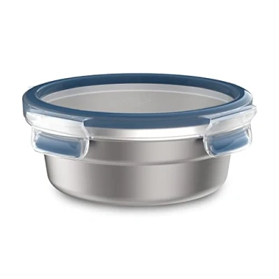 Immagine di Emsa N11504 Clip &amp; Close Contenitore salvafreschezza in acciaio inox, rettangolare, capacità: 0,8 l, sostenibile, inox leggero, a prova di perdite, resistente al gelo, lavabile