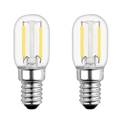 Immagine di Lampadina Frigorifero E14 LED 2W Luce Fredda 6000K, 200LM, T22 COB Equivalente a Incandescente 15W, AC 240V, Candela Piccola per Frigo/Cappa Cucina, set di 2
