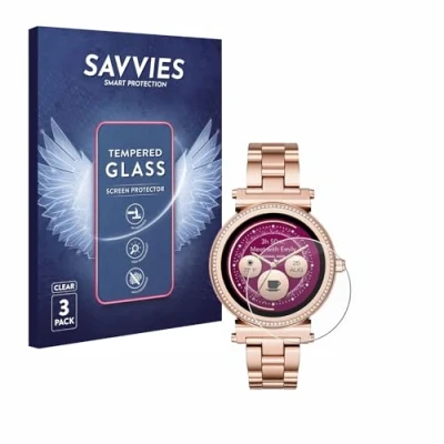 Immagine di savvies Pellicola Vetro Temperato per Michael Kors Access Sofie (3 Pezzi) Protezione, Schermo Protettivo, Glass Durezza 9H