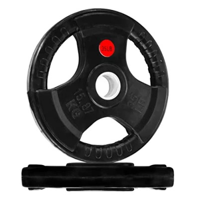 Immagine di Signature Fitness Olympic Piastra in ghisa da 5,1 cm, per allenamento di forza e sollevamento pesi, stile rivestimento gomma, 15,9 kg, coppia