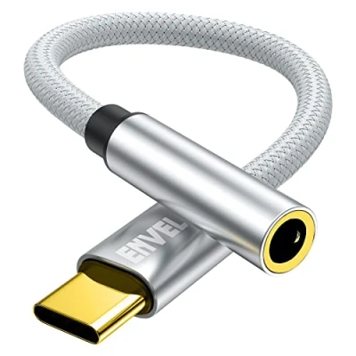Immagine di Adattatore jack per cuffie da USB C a 3,5 mm, tipo 3,5mm Cavo chip DAC audio stereo compatibile con Huawei P50/P40 Mate 40/30 Pro Pixel 6/5/4 Samsung Galaxy S22/S21/S20/S22+/S10/S9/Note20 Nero