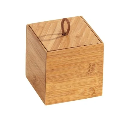 Immagine di Wenko Contenitore in bambù Terra con Coperchio S, Organizer per Cucina, Il Bagno e Tutta la casa Articoli da Bagno, Utensili Cucina o Dolci, Pratico Passante, 9x9x9cm, Naturale