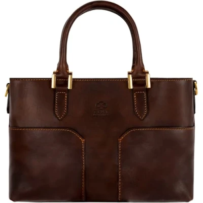 Immagine di Time Resistance Borsa Tracolla Donna in Vera Pelle Realizzata a Mano Pratica Made Italy Tote (Marrone Cioccolato)