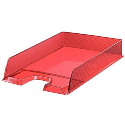 Immagine di Esselte EUROPOST Vaschetta Portacorrispondenza, F.to A4, Polistirene (PS), Impilamento verticale o &quot;a sbalzo&quot;, Rosso Trasparente, 1 Pezzo, 623601