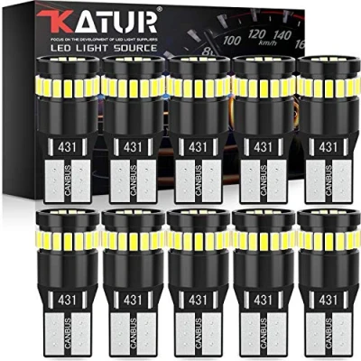 Immagine di KATUR 194 Lampadina a LED 6000K Bianco Super Bright 168 2825 W5W T10 Wedge 24 SMD 3014 Lampadine di Ricambio CANBUS Error Free per Car Dome Map Porta cortesia luci Targa (10pcs, Bianco)