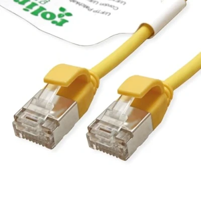Immagine di Roline green 21.44.3326 RJ45 cavo di rete, patch CAT 6A U/FTP 3.00 m Giallo non schermato, Privo alogeni, Ritardante fiamma 1 pz.
