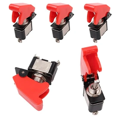 Immagine di WANGCL 5 PZ Impermeabile Heavy Duty Rocker Interruttore ON/off 2 Pin con Copertura Rossa per Auto Camion Barca Torni CNC Attrezzature Industriali Mediche
