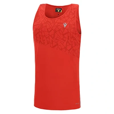 Immagine di Macron Run Prime Scc Alfred Singlet Print Tomred/Dtomred Man, Canotta Uomo, Rosso, M