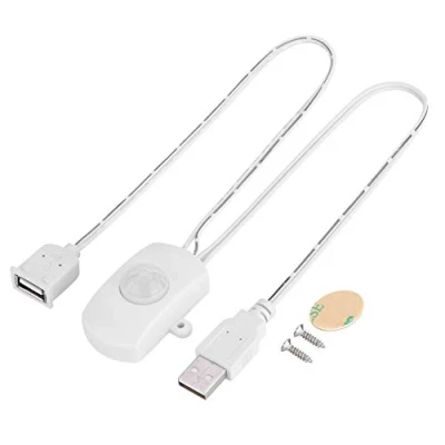 Immagine di PUSOKEI Interruttore del Sensore Rilevatore di Movimento a Infrarossi Mini PIR, Automatico Dell&#039;interfaccia USB della Striscia LED, per L&#039;illuminazione Attivata dal Movimento(Bianca)