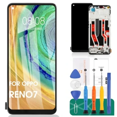 Immagine di schermo TFT per Oppo Reno7 4G LCD Display 5G Sostituzione dello Find X5 Lite Touch Digitizer con telaio (nero, nessun riconoscimento delle impronte digitali)