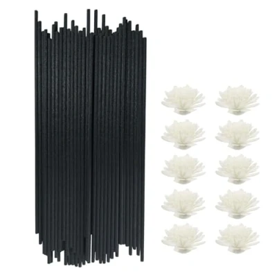 Immagine di Bastoncini per Diffusore,50 Pcs Ricariche Diffusore Ambiente Ricarica con 10 Fiori,Diffusori di Bastoni Spa Camera Casa Ufficio(25cm*3mm)