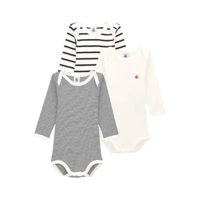 Immagine di Petit Bateau A01TB, Body a righe maniche lunghe (Pacco da 3) Unisex Bimbi 0 24, Variante 1, 3 anni