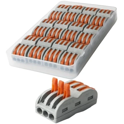 Immagine di CESFONJER Compact Connettore, Morsettiera a Barra di Pressione Bilaterale 6 fori, Grigio SPL 3(12 Pack) Per Conduttore Elettrico Filo
