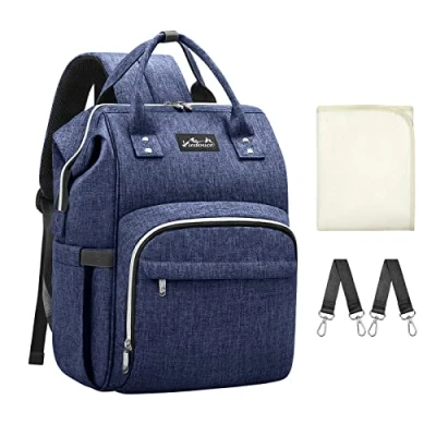 Immagine di Viedouce Borsa per Pannolini Zaino Fasciatoio, Mamma,Impermeabile Resistente Ai Graffi Stoffa Oxford Grande Capacità Borsa, con Fasciatoio Portatile e 2 Ganci di Passeggino (Blu)