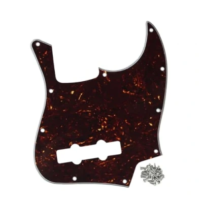 Immagine di FLEOR Battipenna per basso Jazz a 10 fori Piastra antigraffio 4 STi senza tacca truss rod modello standard corde, guscio di tartaruga marrone