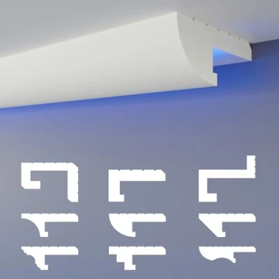 Immagine di HEXIMO LED Profilo di fuga d&#039;ombra, Modanature in stucco, illuminazione indiretta Soffitto cartongesso polistirene XPS (20,4 Metri HLED 15)