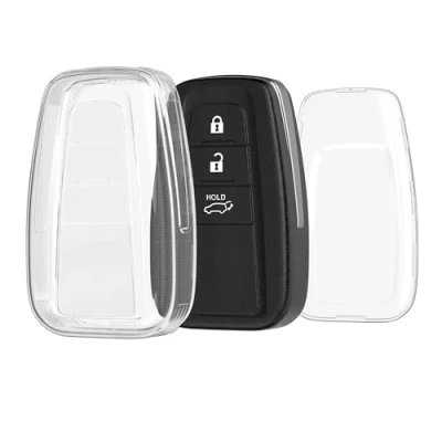 Immagine di kwmobile Custodia Chiave Auto Compatibile con Toyota 3 Tasti RAV4 CHR Corolla 2021 Yaris Hilux Cover Guscio Telecomando Macchina TPU Morbido Case trasparente