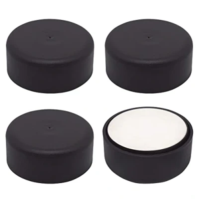 Immagine di SKIR&#039;CO Confezione da 4 gambe per mobili in plastica regolabili altezza, rotonde, Ø 55 mm, autoadesive, con adesivi (4, nero opaco)