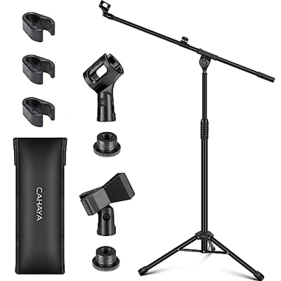 Immagine di CAHAYA Asta a Giraffa per Microfono con 2 Diversi Clip Supporto Treppiede Altezza Regolabile Concerti Videoconferenze Palchi Matrimoni CY0311