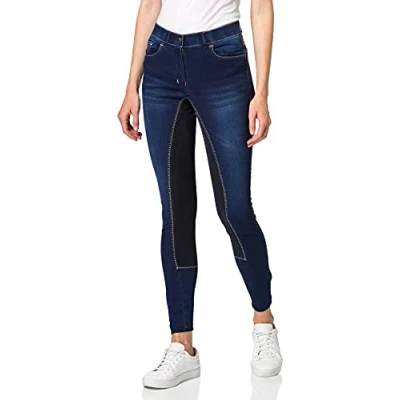 Immagine di HKM Summer Denim con tre quarti rifiniture in Alos, Uomo, Reithose mit 3/4 Alos Besatz, jeansblau/dunkelblau, 164