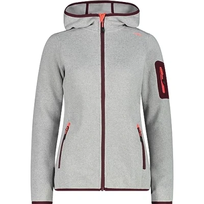 Immagine di CMP Giacca da donna Knit Tech con cappuccio fisso 3h19826 in pile, Gesso Borgundy, 42, Borgogna, 48