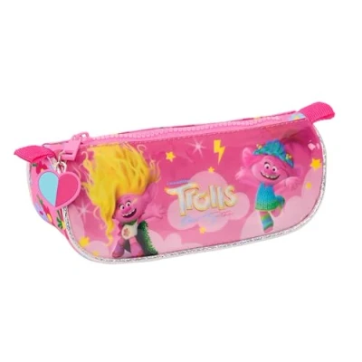 Immagine di Safta Trolls 3 astuccio triangolare, per bambini, ideale bambini in età scolastica, comodo e versatile, qualità resistenza, 20 x 8 8,5 cm, colore Rosa, Estándar, Casual
