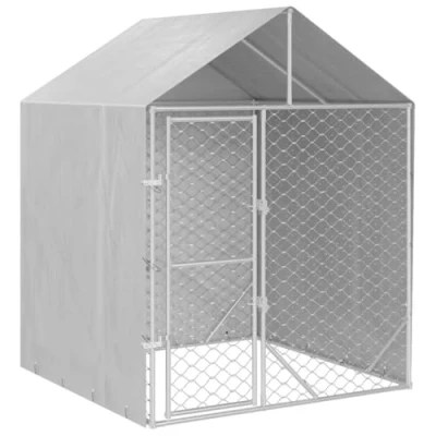 Immagine di vidaXL Cuccia Cani da Esterno Tetto Argento 2x2x2,5 m Acciaio Zincato