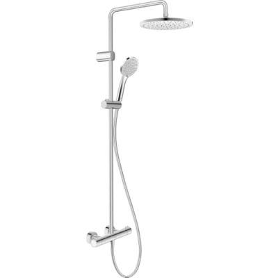 Immagine di Duravit Sistema doccia a risparmio energetico, soffione 3 tipi di getto (Rain, Rain, Soft Rain), regolabile ad angolo, set facile da pulire, cromato