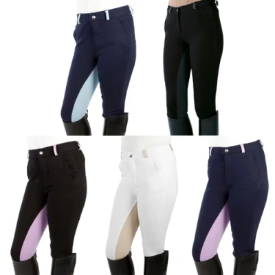 Immagine di PFIFF 101249 Pantaloni da Equitazione Elisa, con Inserti Completi, per Bambini, Colore: Nero/Grigio 128