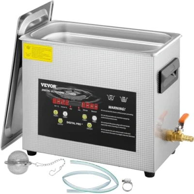 Immagine di VEVOR Pulitore a Ultrasuoni Aggiornato 6 L (Riscaldatore da 200 W 180 W) di Parti Laboratorio Digitale con Temporizzatore per Pulizia Strumenti Gioielli