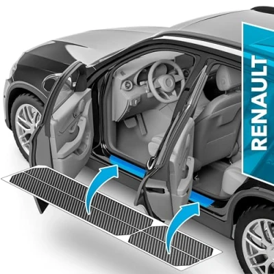 Immagine di uProtect Battitacco Auto AntiGraffio Pellicola per Renault Clio 5 (V) I 2019 2024 Protezione Accessori Tuning Portiera Filo A Carbone