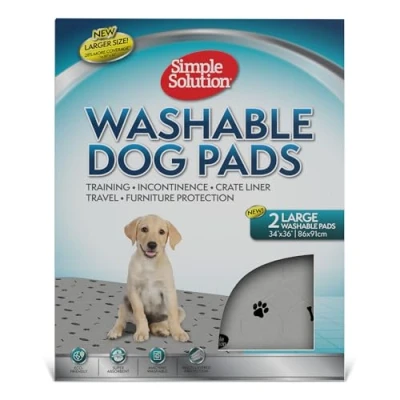 Immagine di Simple Solution pad lavabili per l&#039;addestramento e il viaggio del cane, riutilizzabili la pipì assorbenti antiodore XXL, confezione da 2