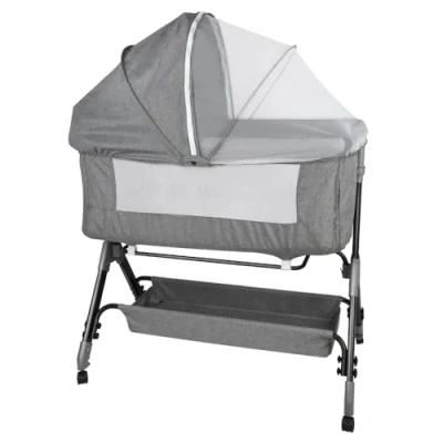 Immagine di OHMG 4 In 1 Culla Neonato Fianco Letto,Lettino Dondolo con materassino, cinghie di fissaggio e rotelle,Regolabile Altezza,Culla Co sleeping,Facilmente Ripiegabile per Infanti