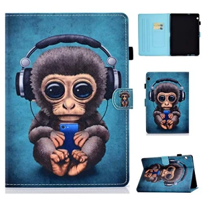 Immagine di Bspring Cover Huawei MediaPad T3 10, Custodia Portafoglio per 10 Tablet, Flip Smart in Pelle PU con Funzione Protezione Case Slot Schede,Scimmia