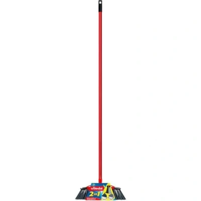 Immagine di Vileda Classica 2 in 1 Scopa con Manico, Fibre per Polvere e Capelli, Plastica, Rosso/Nero, 32x5.3x78 cm