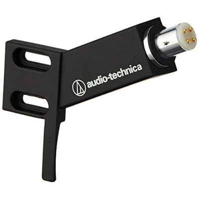 Immagine di audio technica AT HS4BK Universal Headshell with Finger Lift 1/2&quot; Mount for 4 Pin Tonearms Aluminum Includes Mounting Screws (Angled Strait Tonearms) (Black)