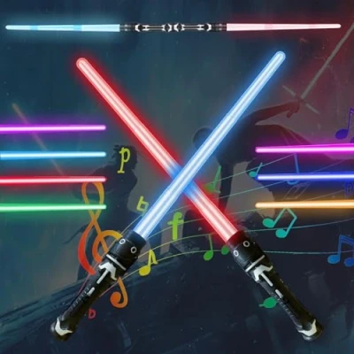 Immagine di SFSSHUI 2 Pezzi Spada Laser, in 1 Laser Giocattolo, Spade per Bambini, Light Up Sword, Lightsaber Toy,Spada Telescopiche Giocattolo Adulti e Bambini.