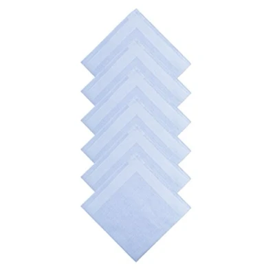 Immagine di WANYING 6 Pezzi Uomo Blu Fazzoletti, Fazzoletti di Stoffa con Striscia 100% Cotone 40cm*40cm