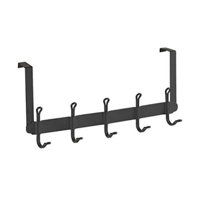 Immagine di Wenko Guardaroba sopraporta Nostalgie Barra con 5 Ganci, per Porte battenti dello Spessore di 2 cm Nero