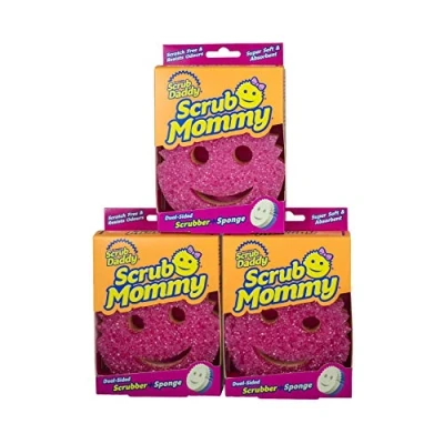 Immagine di Scrub Mommy spugna a doppio lato per la pulizia, confezione da 3 pezzi, scrubber e delicata in una, texture Daddy, spugnetta mutevole