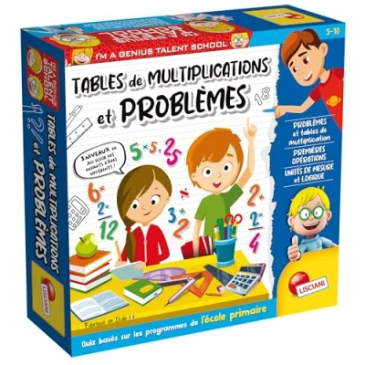 Immagine di Lisciani I&#039;m a Genius Talent School Tavole di multiplicazione e Problemi matematica Per bambini dai 5 anni 3 livelli gioco adatti fino 10 Quiz educativo Made in Italy