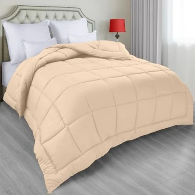 Immagine di Utopia Bedding Trapunta per letto matrimoniale con inserti angolari tutte le stagioni, lavabile in lavatrice, beige, UB2178